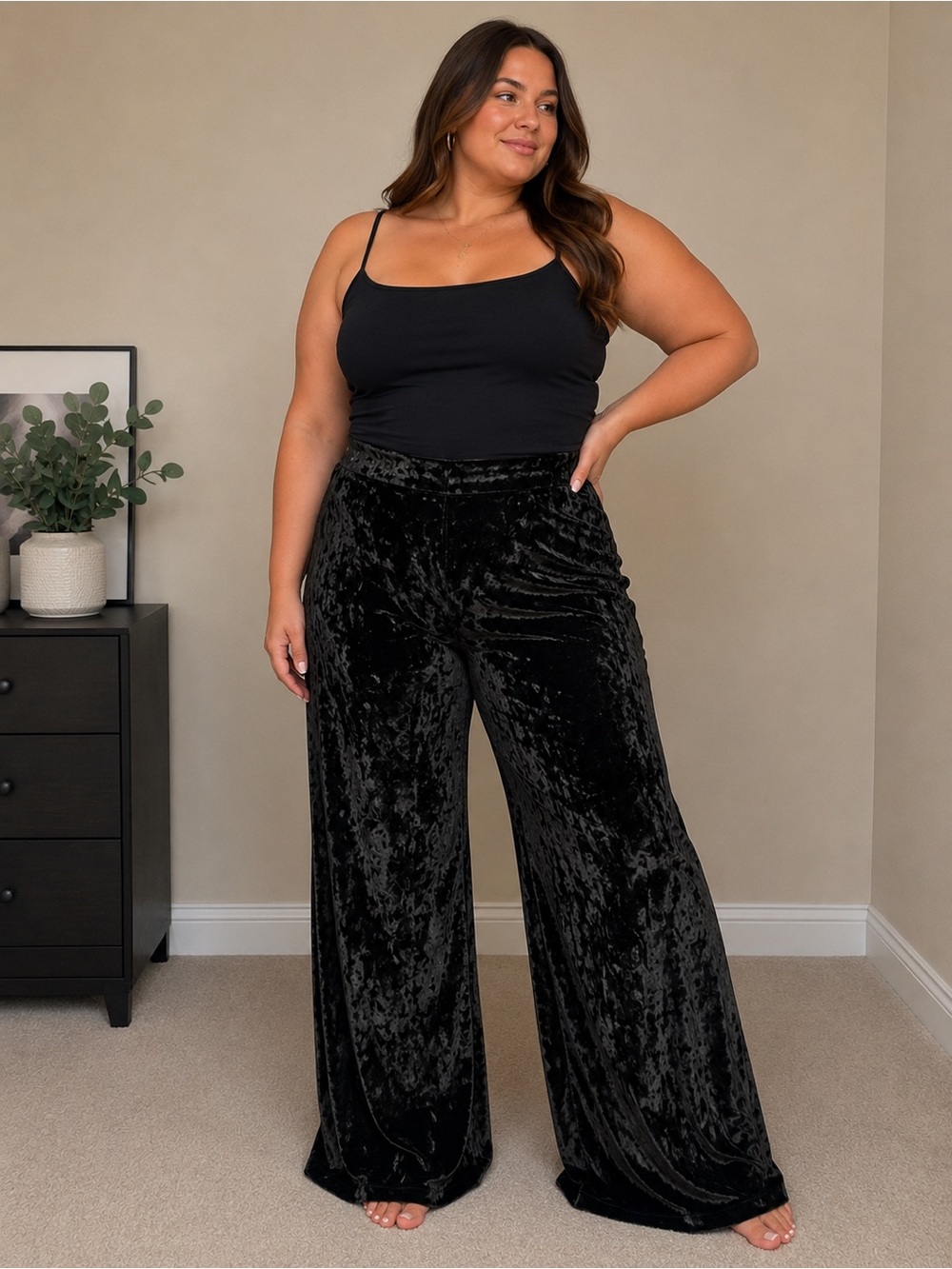 Fabletics Crushed Velvet Flare Pants XL Black High Rise 32” Inseam